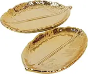 Holibanna Leaf Ceramic Storage Tray Nordic Style Jewelry Small Object Holder Elegant Leaf Decor for Home
