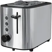 KitchenBoss toaster stainless steel toaster: toaster 2 slices with bun attachment and crumb tray, 6 browning levels, toaster with automatic power off/defrost function, 870W