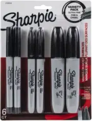 Sharpie Fine/Ultra-Fine/Chisel Tip Permanent Markers 6/Pkg-Black, 3 Pack