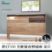 IHouse-夢幻100 北歐風夜燈插座 床片-雙大6尺