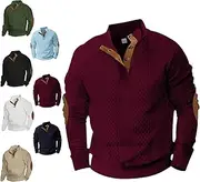 Dudlle Men's Cashmere Sweaters, Men's Outdoor Casual Stand Cashmere Button Long Sleeve Sweater, Knit Pullover Sweaters