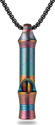 TISUR Titanium Emergency Whistle,EDC Safety Whistles Necklace Loud up to 120d...