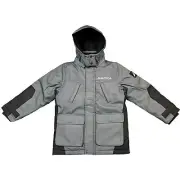 Nautica Youth Boys Full Zip Winter Jacket Size 14-16 Gray/Black Water Resistant