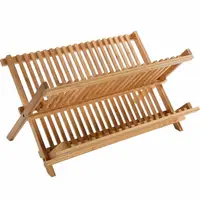 在飛比找樂天市場購物網優惠-《VERSA》折疊式竹製碗盤瀝水架 | 餐具 碗盤收納架 流