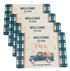 Placemats WELCOME TO OUR PATCH Pumpkin Truck Plaid Set of 4 Plastic 12”x17” NEW