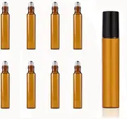 15 Pack, Roller Bottoms For Essential Oils Stainless Steel, 10ml Amber Glass Bottom, Travel Empty Perfume Bottoms, Perfume Bottoms
