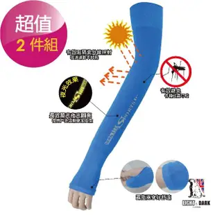 【LIGHT & DARK】-2件-台灣製-夜光露指型防曬袖套-抗UV(吸濕排汗)