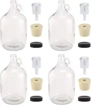 1-Gallon Glass Fermenting Jugs with Handle, Airlock, Stopper & Lid (Set of 4)