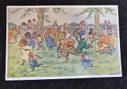 Vintage Margaret Tempest Postcard Pick A Back Race Great Britain EXCELLENT