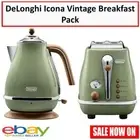 DeLonghi Breakfast 1.7L Cordless Kettle Hot Water Jug, 2 Slice Toaster Toasting