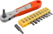 Mini Ratchet Screwdriver Wrench Set 1/4" Drive High Torque Offset Reversible 36-tooth Small Ratcheting Wrench Spanner with 10 Pcs Magnetic Screwdriver Bits for Tight Space