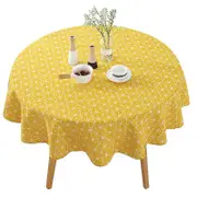 150cm Cotton And Linen Round Tablecloth Round Yellow Table Cover Mat Decoration