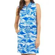 NWT Ladies IBKUL DEVIN ROYAL BLUE Sleeveless Drawstring Golf Dress S M L & XL