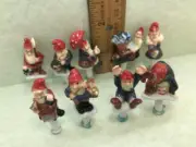 9 Gnome Dwarf Cupcake PICKS Gnomes French Sant's Elves Porcelain Miniature