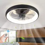 20''Modern Ceiling Fans with Lights Dimmable, Flush Mount Ceiling Fan with Light