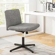 Giantex Criss Cross Legged Chair, Modern Armless Desk Chair w/Wide Seat & 120°Rocking, Height Adjustable Computer Task Chair No Wheels, Padded Swivel Vanity Chair for Home Office (Gray)