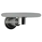 Franz Viegener Round Glass Soap Dish and Holder, Wall-Mounted, Satin Chrome