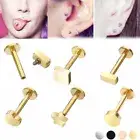 4pc Steel Lip Bar Labret Ring Internally Threaded Ear Tragus Stud Body Piercing