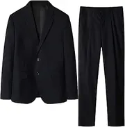 [SWJGLITTR] Men 2 Button 2 Piece Suit Regular Fit Business Jacket & Pant Big and Tall Casual Prom Tuxedo, Black, 4X-Large
