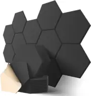 12Pcs Hexagonal Self-adhesive Sound Absorbing Soundproof Wall Panel Absorb Noise
