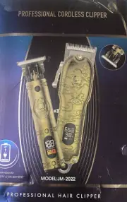 New Pair Professional Hair Clippers Zero Gapped Trimmer Cordless JM-2022 Set