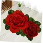 Rose Bath Rug 2x3,Red Bathroom Rug Shaggy Flower Shaped Rug Plush Water