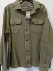 NWT Polo Ralph Lauren Army Green Men's Button Down Moleskin Workshirt Jacket XL