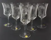 6 Made in Romania Leonard Silver "Summerfield" Etched Water Goblets Barware