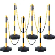 6PCs Traffic Delineator Post Cones with Fillable Base 8FT Chain Adjustable