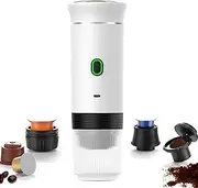 Portable Espresso Machine,12v Electric Coffee Maker, with 5Min Self-Heating,20Bar Pressure Rechargeable 3 in 1 Compatible Capsule & Ground, for Camping,Car,Travel,Hiking,Office. (White)