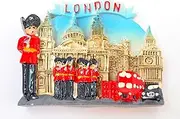 London 3D Fridge Magnet - Save The Kings - Two Tier Bus Black Taxi Big Ben Red Telephone Box Tower Bridge - 7cm
