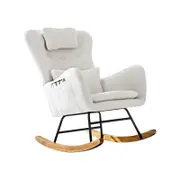 Oikiture Rocking Chair Nursing Armchair Sherpa White