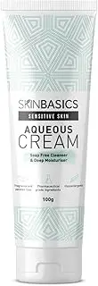 SKIN BASICS Aqueous Cream BP Tub 100g - Gentle Soap Free Cleanser Wash - Clinically Tested, Non-Irritating, Hypoallergenic Deep Moisturiser for Dry & Sensitive Skin