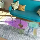 Iridescent Round Side Table Modern Accent TV Stand for Living Room Bed Decor