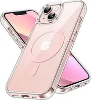 [JETech] Magnetic Case for iPhone 13 6.1-Inch Compatible with MagSafe Wireless Charging, Shockproof Phone Bumper Cover, Anti-Scratch Clear Back (Clear/Pink)