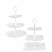 2 Set of 3-Tier Plastic Cupcake Stand Dessert Plates Mini Cakes Fruit Candy D...