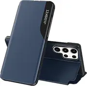 Mobile Phone Case for Samsung Galaxy S23 Ultra Case Clear View Foldable Leather Protective Case Galaxy S23 Ultra Case with Stand 360° Shockproof and Scratch-Resistant Flip Case for Samsung S23 Ultra