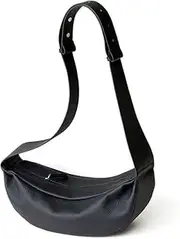 [DONNAIN] Genuine Leather Sling Bags Crossbody Women, Minimalist Style Casual Chest Bags with Wide Strap