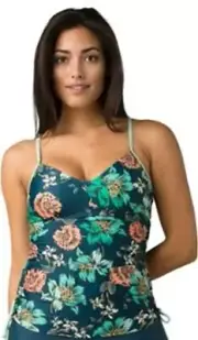 prAna Moorea Sz Small (S) Convertible Strap V-Neck Tankini Top Atlantic Camelia