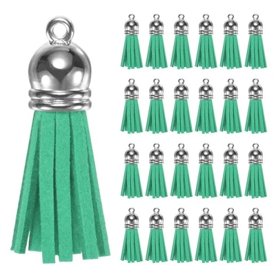 100-Pack Faux Suede Tassel 1.4 Inch Grass Green for DIY Crafts
