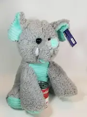 KellyToy Plush Elephant Ribbed Aqua Gray Sherpa New Stuffed Animal 18in