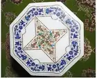 24" Unique White Marble Coffee Table Top Pietra Dura Hallway Centertop Furniture
