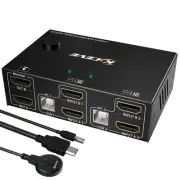 Dual Monitor KVM Switch HDMI 2 Port 4K@60Hz,USB HDMI Extended Display Switche...