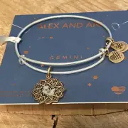 NWT Alex and Ani "GEMINI" Astrology Swarovski Charm Adj Two-Tone Bracelet w/Tag