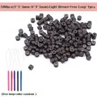 500PCS Nano Ring Micro Beads Silicone Lined FREE Pulling Loop Hook Tool Threader