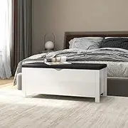 High Gloss White Storage Box with Cushion 105x40x45 cm, Engineered Wood, Dual Functionality Bench, Bedroom & Living Room Chest