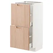 METOD / MAXIMERA base cabinet with 2 drawers, white/Fröjered light bamboo, 40x37x80 cm