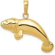 [Diamond2Deal] Women's 14k Yellow Gold Manatee Pendant