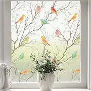 Coavas Stained Glass Window Film, Decorative Frosted Glass Window Privacy Film, Static Cling Non-Adhesive Window Sticker for Front Door Bathroom Heat Control Anti UV, 29.5 x 118 Inch
