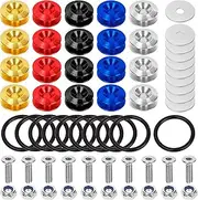 Swpeet 90Pcs - 20 Pairs 5 Colors Quick Release Fastener Kit, Universal Aluminum Bumper Clips Quick Release Front Rear Bumper Fasteners Trunk Front Rear Bumper Fasteners Fenders Holders Kit